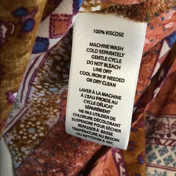 Beach lunch lounge Off Shoulder Rust Print Blouse Boho - Picture 6 of 10